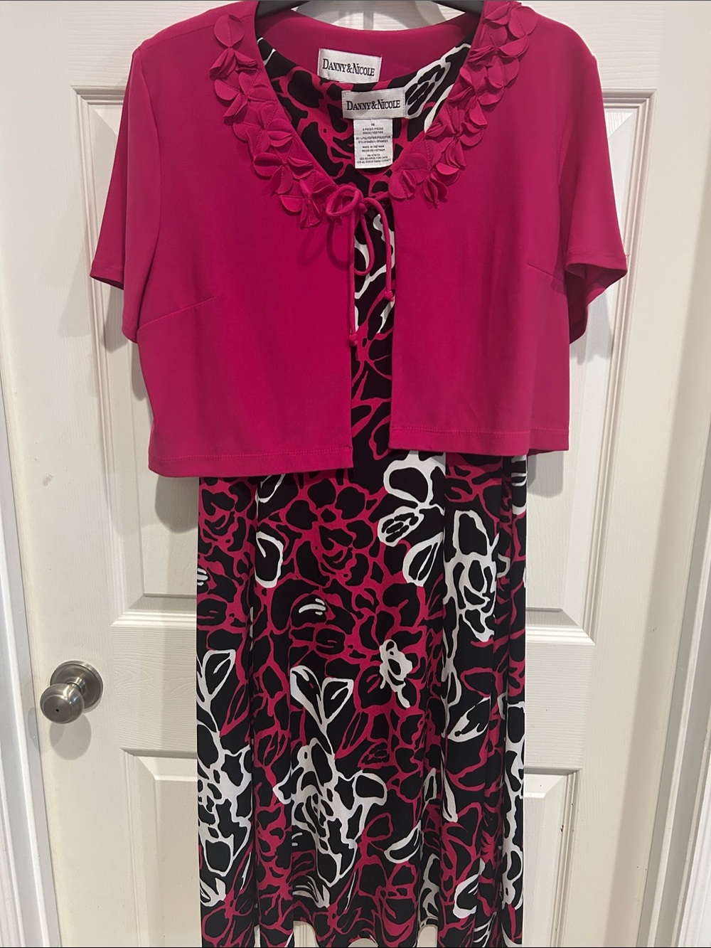 No flaws. Danny & Nicole Hot Pink Floral Maxi Dress with Matching Bolero.